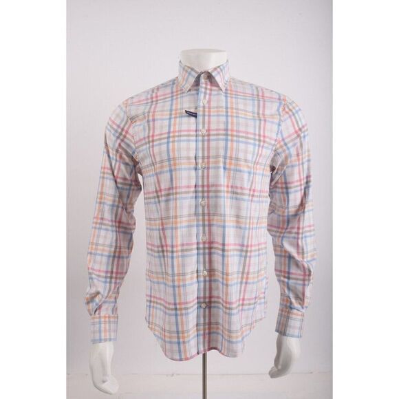 Johnnie-O Mens Button-Up Shirt Prepformance Tower S multi-Color White Plaid NWT